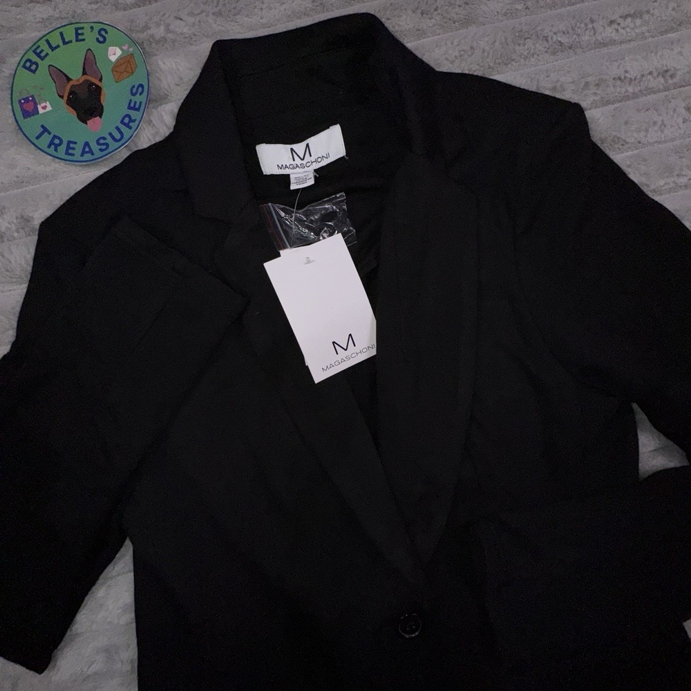 magaschoni Women's XS Blazer Black Single Breasted Unstructured Jersey‎ Jacket